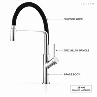 Robinet de cuisine extractible en laiton GEASAM, à monocommande, cartouche céramique, finition chromée, pour distributeur