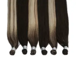 Hot Sale 100% Remy Genius Weft Russian Raw Virgin Human Hair Extensions Hand Tied Weft Light Color Genius Weft factory supplier