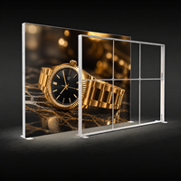 Stand d'exposition portable autoportant double face en tissu SEG avec éclairage LED, 10x8ft et 8x8ft, personnalisable pour salons professionnels et événements