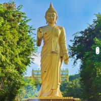 Grand Extérieur Religieux Feng Shui Laiton Thaïlande Shuimen Temple Bouddha Statue Artisanat