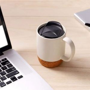 Yy657 Vente en gros usine – Tasses à café personnalisées 11 oz en émail et base en liège, mugs en céramique colorés avec fond en bois - Product Image 6