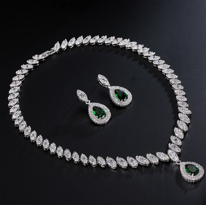 Wholesale Factory Direct Sales Luxury Two-<strong>piece</strong> Wedding <strong>Jewelry</strong> Zircon Pendant Set Necklace Earrings Accessories Wedding <strong>Jewelry</strong> - Product Image 3