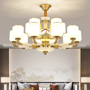 Chinese Style Jade Chandelier Multi Head <b>Led</b> <b>Light</b> For Home Dining Room Bedroom - Product Image 2
