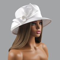 Chapeau de luxe avec nœud papillon Kentucky Derby pour fête Chapeau haut de forme fantaisie à la mode Chapeau d'église élégant en diamant pour la décoration des femmes