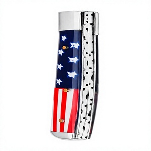 American Flag Multi-<b>Tool</b> Knife 4.5 Inch Stainless Steel 2 Blades Thumb Knob - Product Image 3