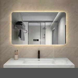 Tùy chỉnh cảm ứng thông minh defogging thời gian hiển thị chiếu sáng khung nhôm <span class=keywords><strong>LED</strong></span> thông minh Gương phòng tắm cho khách sạn căn hộ - Product Image 1