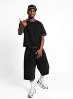 Nouvel ensemble personnalisé pour homme : T-shirt court à manches courtes, coupe boxy, délavé à l'acide, contrastant, motif camouflage, et pantalon vintage camouflage à double ceinture