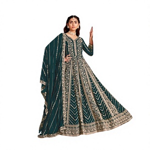 Colección Festiva 2026: Vestido Anarkali de Lujo, Elegante, Bordado, con Cuello en V, Largo hasta el Suelo, Túnica Maxi con Dupatta Pesada, Estilo Indio - Product Image 1