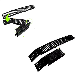 <span class=keywords><strong>Rampe</strong></span> de moto antidérapante en <span class=keywords><strong>acier</strong></span> au carbone, planche de montée pour VTT, pliable en trois parties, capacité de charge de 340 kg, <span class=keywords><strong>noir</strong></span> argent, ajustement universel - Product Image 5