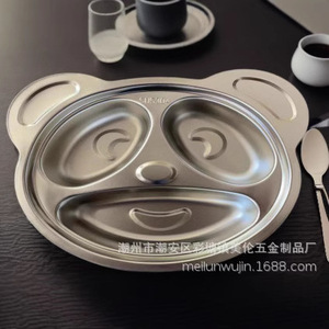 Assiette à déjeuner pour enfants en acier inoxydable 304, en forme d'ours, avec compartiments, pour étudiants - Product Image 1