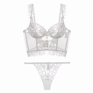 Vente en gros de lingerie sexy en dentelle pour femmes, ensemble soutien-gorge et string, lingerie brodée, ensembles de lingerie érotique - Product Image 6