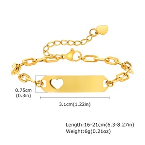 สร้อยข้อมือเด็กน่ารัก ชุบทอง สแตนเลสสตีล รูปหัวใจโปร่ง สำหรับเด็ก - Product Image 6