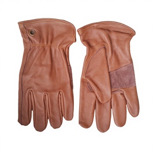 AB Grade Brown Cowhide Leather Durable Anti-Smash Waterproof 7 oz Customizable Straight Cuff Safety Construction Gloves - Product Image 1