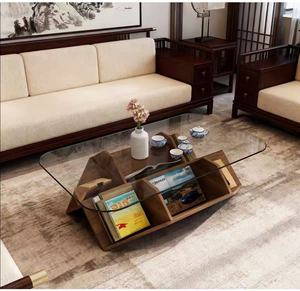 Table basse en verre avec rangement pour magazines, table à thé moderne en forme de <span class=keywords><strong>montagne</strong></span> pour salon - Product Image 1