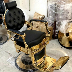 Sillón de Barbería Reclinable de Cuero PU Negro y Dorado de Alta Calidad, Moderno y Lujoso, de la Fábrica Kisen Foshan, para Uso en Salones y Hoteles - Product Image 1