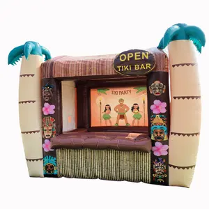 9x13x11ft Inflatable Bar Pub Màu Nâu Và Kem Tiki Bar Để Bán