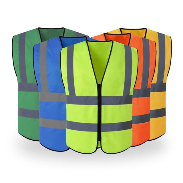 Men Women Work Vest with Zipper Hi Vis Polyester Workwear for Building Construction Made in Guangdong
