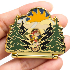 Épingles de revers personnalisées en métal émaillé pour club d'aventures de randonnée et de voyage, thème montagne naturelle, camping estival - Product Image 1