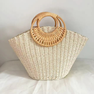 New Portable Braided Basket Bag Summer Straw Simple Sen Department Braided Womens Holiday Fashion Beach Tote Bag - Product Image 1