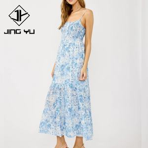 Factory Custom Polynesian Print, Pleated Loose-fitting Multi-layered Elegant Dress 100% Rayon Voile Casual Dress - Product Image 4