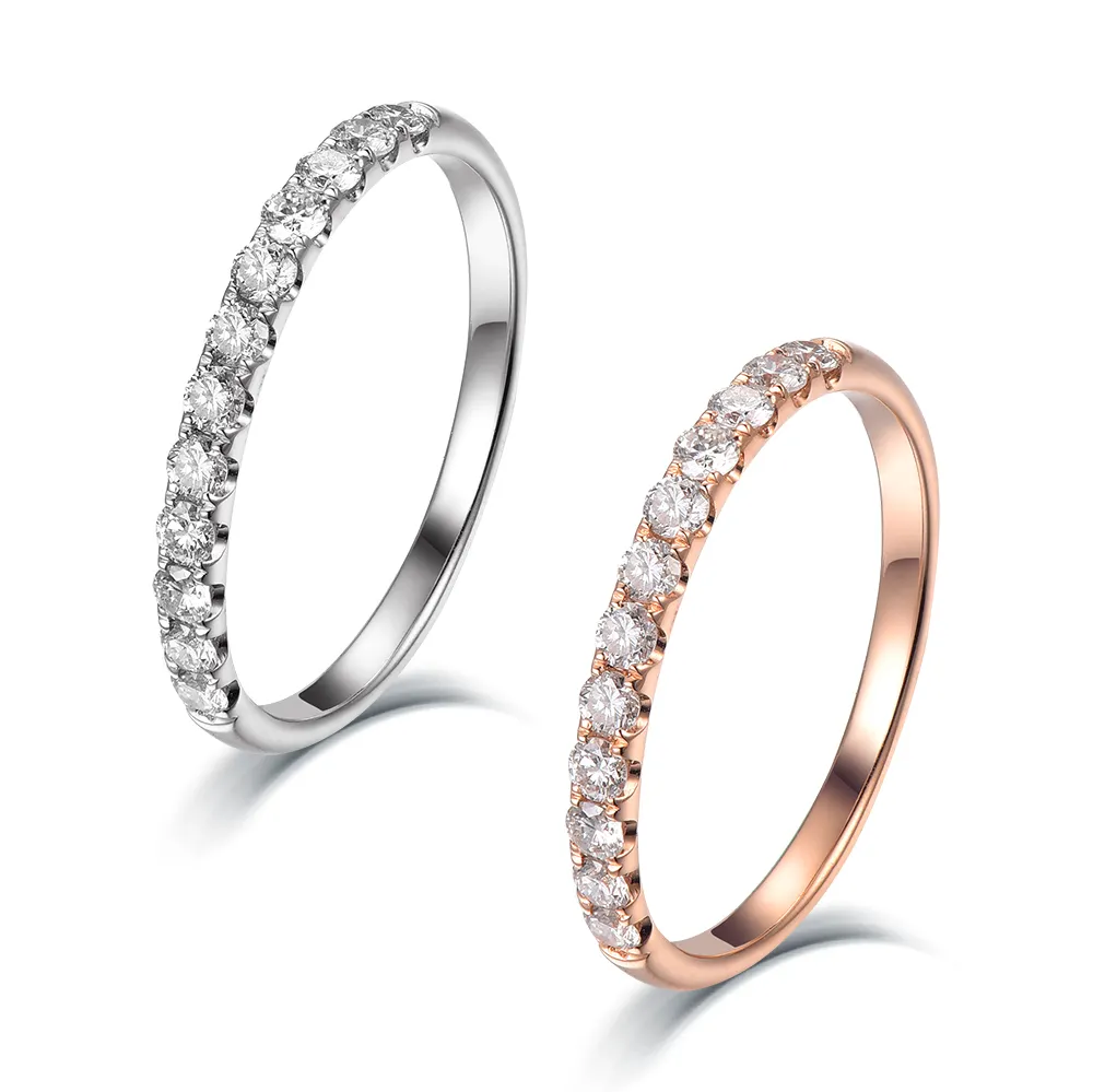 SKA Wholesale Price Jewellery With Rose Gold 18k Round Cut Diamond Half Eternity Ring for Women