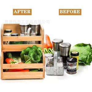 Cesta de Almacenamiento de Madera Weichen de Doble Capa, Organizador de Bambú para Pan, Frutas y Verduras, Multiusos, Portátil, 20-30 Yuanes - Product Image 3