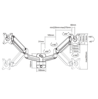Support de bras de moniteur à ressort à gaz Support de moniteur double Support de moniteur à hauteur réglable