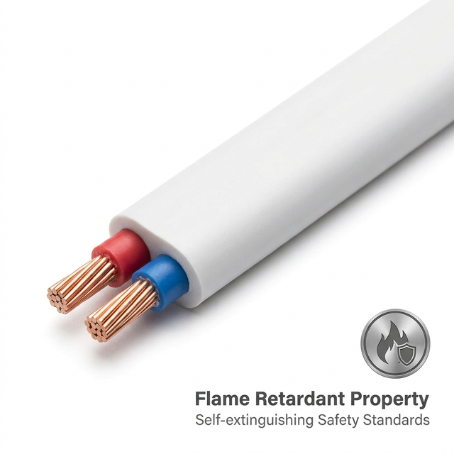 2 Core Flat Flexible Copper Cable PVC Insulated Parallel Power Cord 300/500V for Indoor Lighting