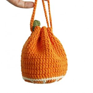 Bolso de mano de ganchillo hecho a mano con cordón naranja, estilo sencillo, para niñas, Navidad, negocios, bolso de cordón naranja feo, en stock - Product Image 1