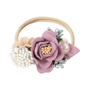 Dulce Fresh Princess Style Full Moon Baby Halogen Hair Band Elegante flor artificial Stretch Nylon <span class=keywords><strong>Headband</strong></span> - Product Image 5