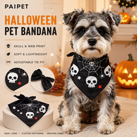 PAIPET Bandana d'Halloween pour animaux de compagnie, Foulard en coton noir avec motifs citrouille et chauve-souris, Écharpe mignonne pour chiens et chats, Vente en gros personnalisée
