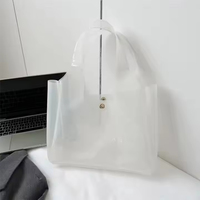 Sac fourre-tout en PVC transparent noir et blanc avec poignée, petit sac cadeau pour femme avec logo personnalisé