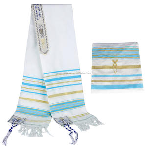 Tallit Gadol Scialle da Preghiera Tradizionale con Nappine Stile Tekhelet Tallit Scialle da Preghiera con <span class=keywords><strong>Tzitzit</strong></span> - Product Image 4
