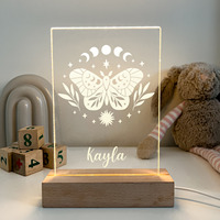 Forme cuboïde en bois de hêtre Led USB Light Base Composant léger parfait pour une utilisation à la main ou pour tenir l'acrylique Pad Wood Base USB Powered