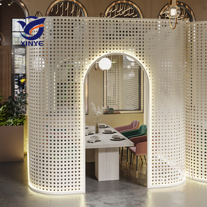 ฉากกั้นห้องโลหะสำหรับร้านอาหารหรูหราสไตล์ไลท์ลักชัวรี่ ใช้สำหรับแบ่งพื้นที่ส่วนตัว เพิ่มบรรยากาศในห้อง - Product Image 4