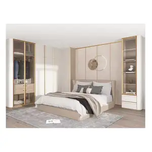 欧式意大利法式卧室仿古衣柜家具设计现代白色和金色实木衣橱衣柜