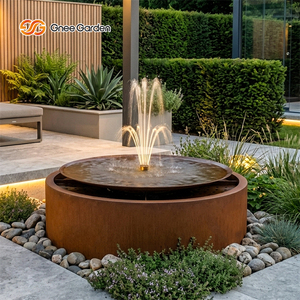 Fontaines d'eau décoratives d'extérieur en acier Corten résistant aux intempéries, style jardin, fourniture directe usine - Product Image 2