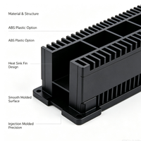Boîtier de dissipateur thermique à ailettes en ABS noir moulé par injection avec brides de montage pour module de refroidissement électronique