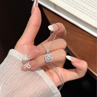 Collier Exquis en Forme de Petit Cube de Sucre, Pendentif Carré en Moissanite D Color 1 Carat, Bijoux en Argent S925 pour Femme, Vente en Gros