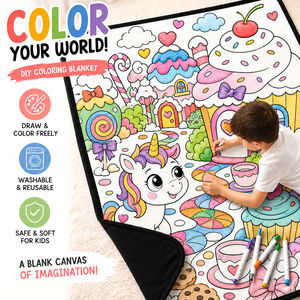 Couverture à colorier licorne DIY en velours duveteux lavable, personnalisable et créative, avec crayons aquarelles - Product Image 3