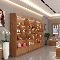 Étagère de présentation de sacs à main en bois personnalisée, vitrine de luxe pour sacs de boutique, chaussures, cadeaux, présentoir sur pied avec éclairage LED et rangement