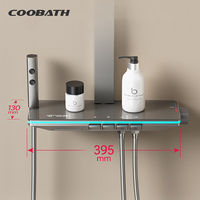 Système de pommeau de douche à main pour salle de bain du fabricant Lumière LED Support de rangement en laiton Robinet thermostatique Mitigeur Jet Spray