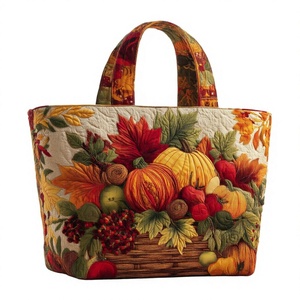 Sac fourre-tout matelassé léger à motif feuille d'érable et citrouille, idéal pour le week-end, les courses et les voyages, collection automne Thanksgiving - Product Image 4
