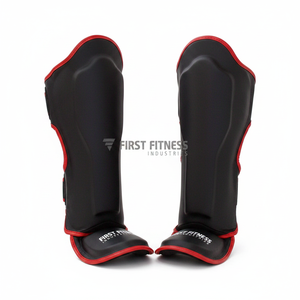 MMA Muay Thai Kickboxing Protège-tibias Logo personnalisé Coussinets de protection élastiques en PU Boxeo Training Warmers Made Leather Nylon - Product Image 2
