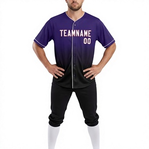 Uniforme de Béisbol Personalizado LONG MISSION INDUSTRY, Conjunto de Pantalones y Jersey Morado y Negro para Hombre, Transpirable, 100% Poliéster, Ropa Deportiva para Adultos - Product Image 5