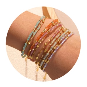 Vintage Charm Gold Plated Stainless Steel Beads Crystal Beaded Chain Bracelets for Women Party - Product Image 3