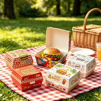 Boîtes à hamburgers personnalisées, boîte d'emballage en carton pour hamburgers de qualité alimentaire, conteneur imprimé pour restauration rapide