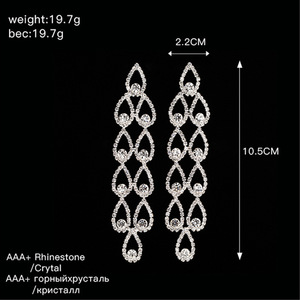 Boucles d'oreilles en forme de goutte d'eau serties de diamants, boucles d'oreilles de mariée E370 - Product Image 6