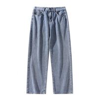 Lot de vêtements en stock – Jeans droits pour hommes, coupe classique, délavage clair, couleur unie – Surplus d'exportation, prêts à être expédiés, vente en gros