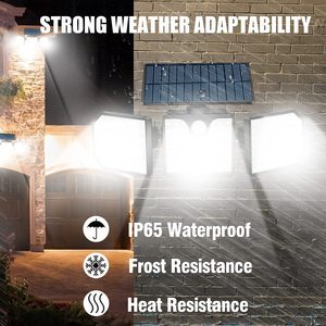 Lot de 2 lampes solaires à induction à trois têtes IP65, applique murale, projecteur rotatif à 270 degrés pour l'éclairage paysager et des allées de jardin - Product Image 3
